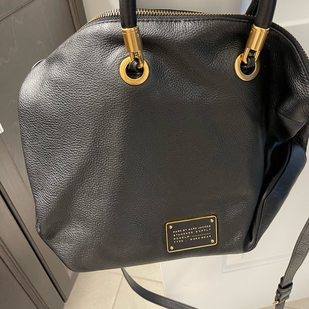 Marc By Marc Jacobs Black Leather Satchel Gold Hardware